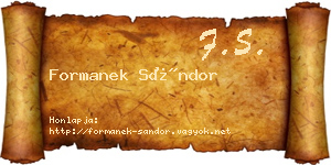 Formanek Sándor névjegykártya
