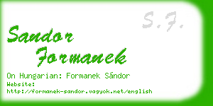 sandor formanek business card