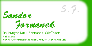 sandor formanek business card